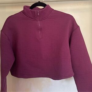 Purple Cropped Quarter-Zip Pullover
